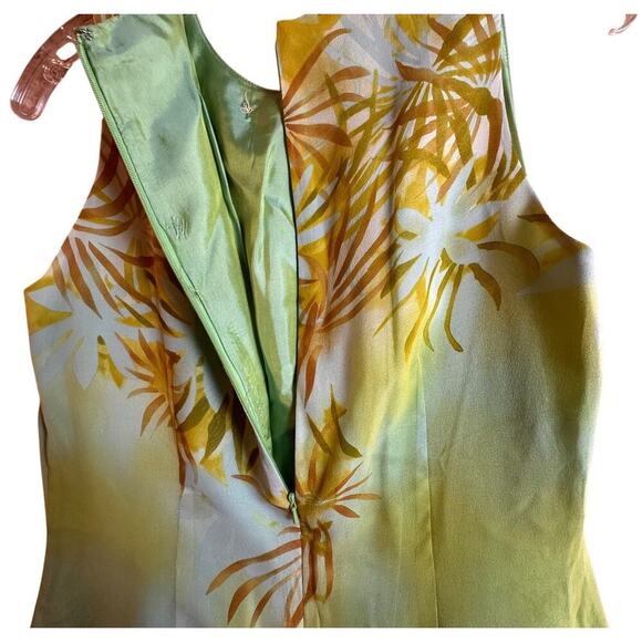 Donna Morgan Green Palms Sheath Dress Sheer Jeweled Silk Sleeveless Mob Wife 8 - Picture 9 of 16